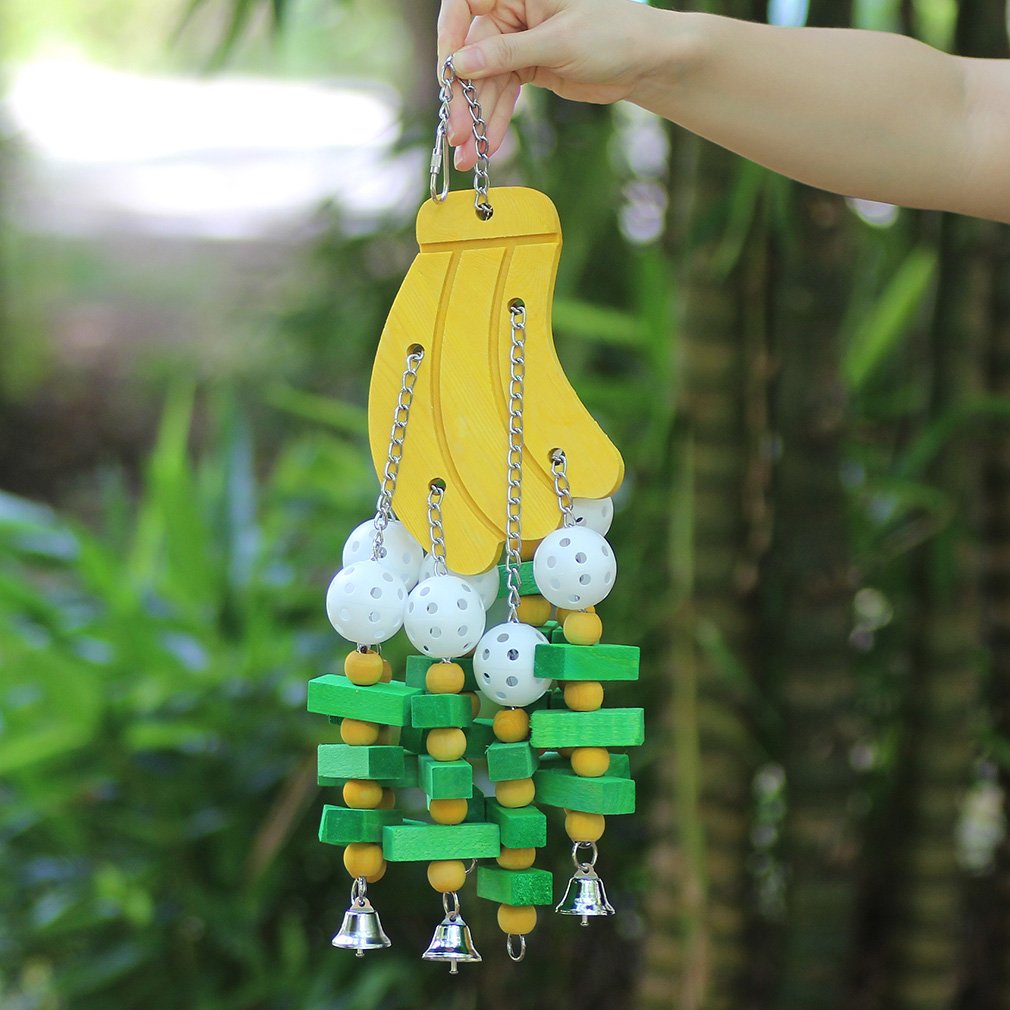 KINTOR Bird Chewing Toy Large Medium Parrot Cage Bite Toys African Grey Macaws Cockatoos Eclectus Amazon (Banana-22inch)
